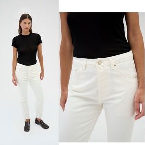 Renggli Slim Jean 100% Cotton Bone White High Rise Tapered 27 EUC